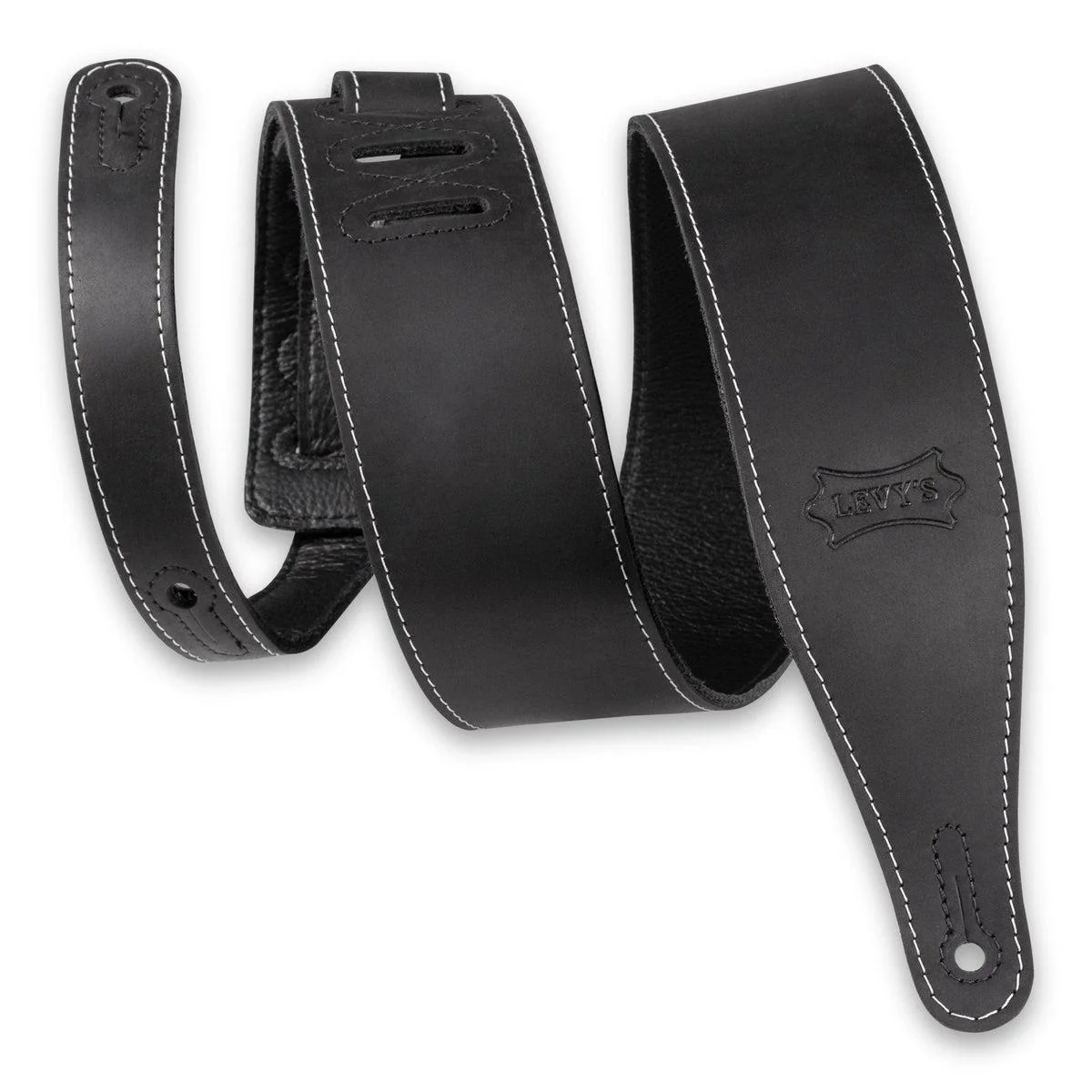 Levy's Butter-Soft Leather Guitar Strap | Distressed Black (2.5" Wide)