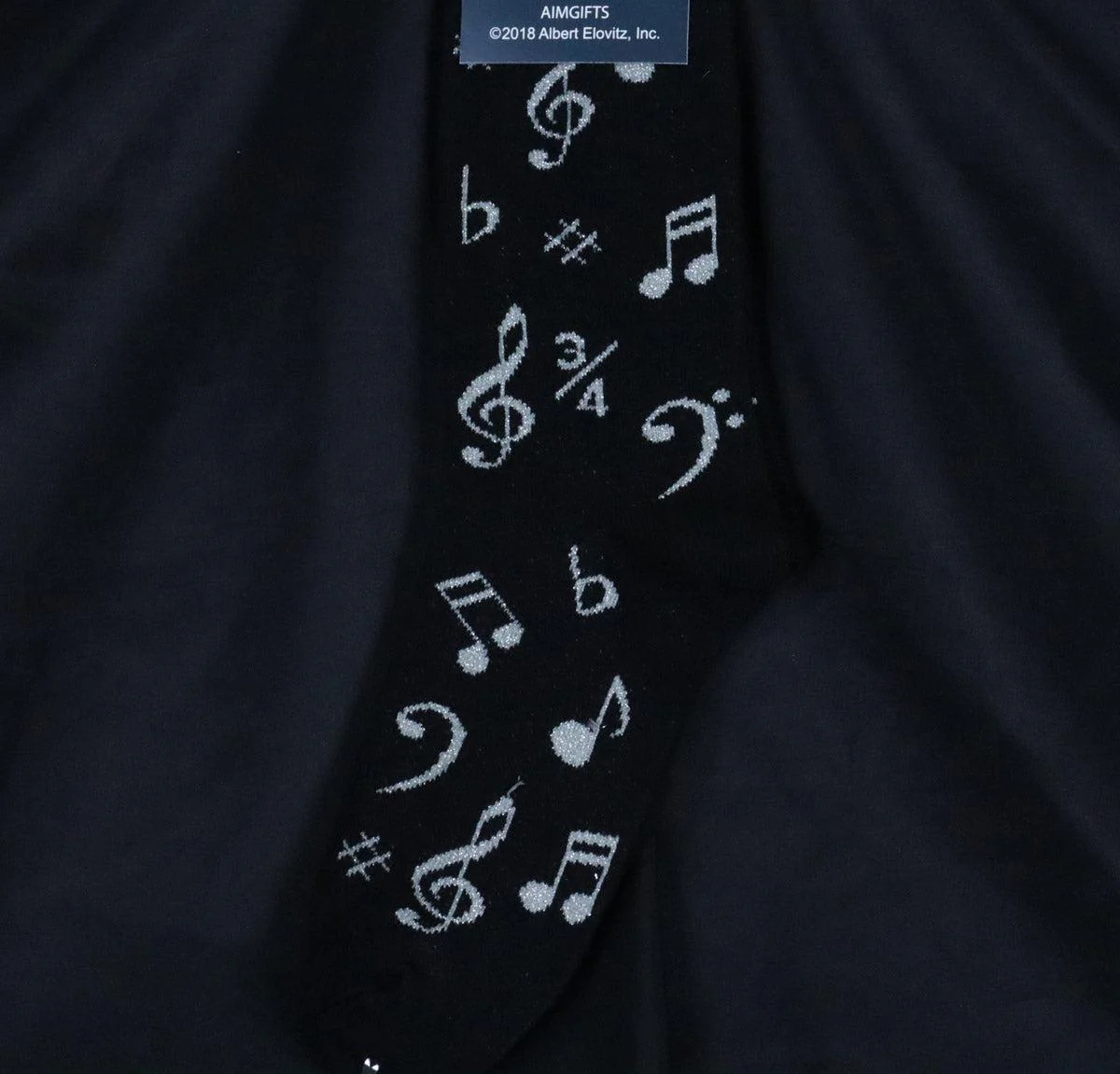 Musical Notes Socks | Black w/Silver (Great gift idea!)