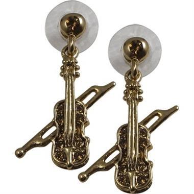 Aim Gifts Earrings | Violin and Bow Crystal Amber/Gold