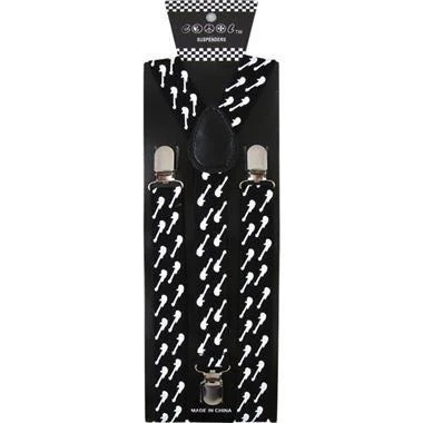 Aim Gifts Guitar Suspenders | Black/White
