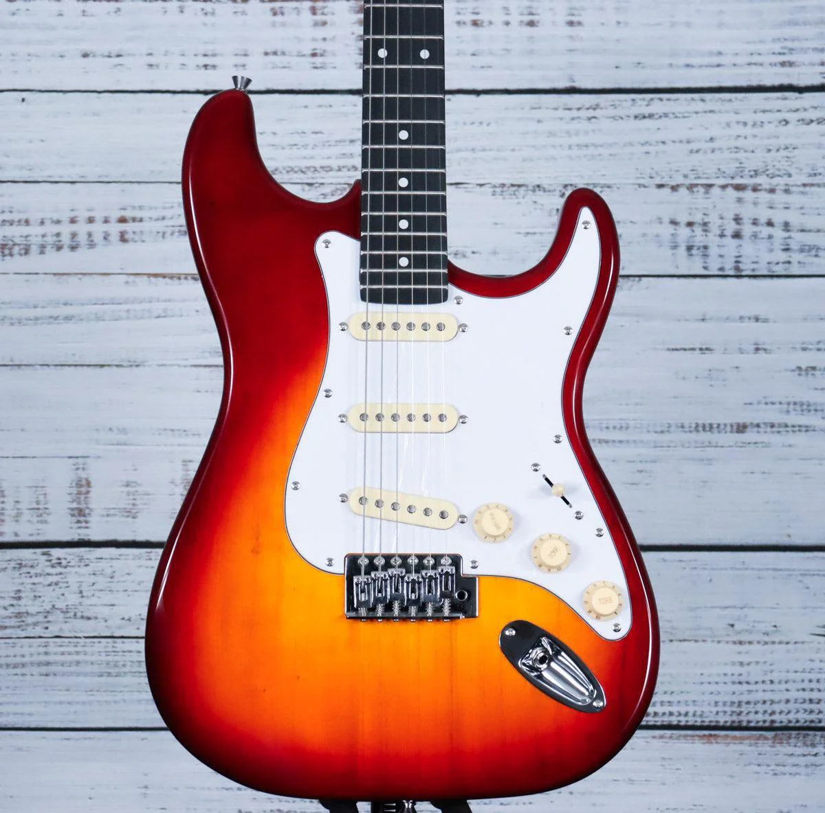 Amahi H-Series Double-CutSSS Electric Guitar w/Gig Bag | Classic Cherry Sunburst (BEGINNER)