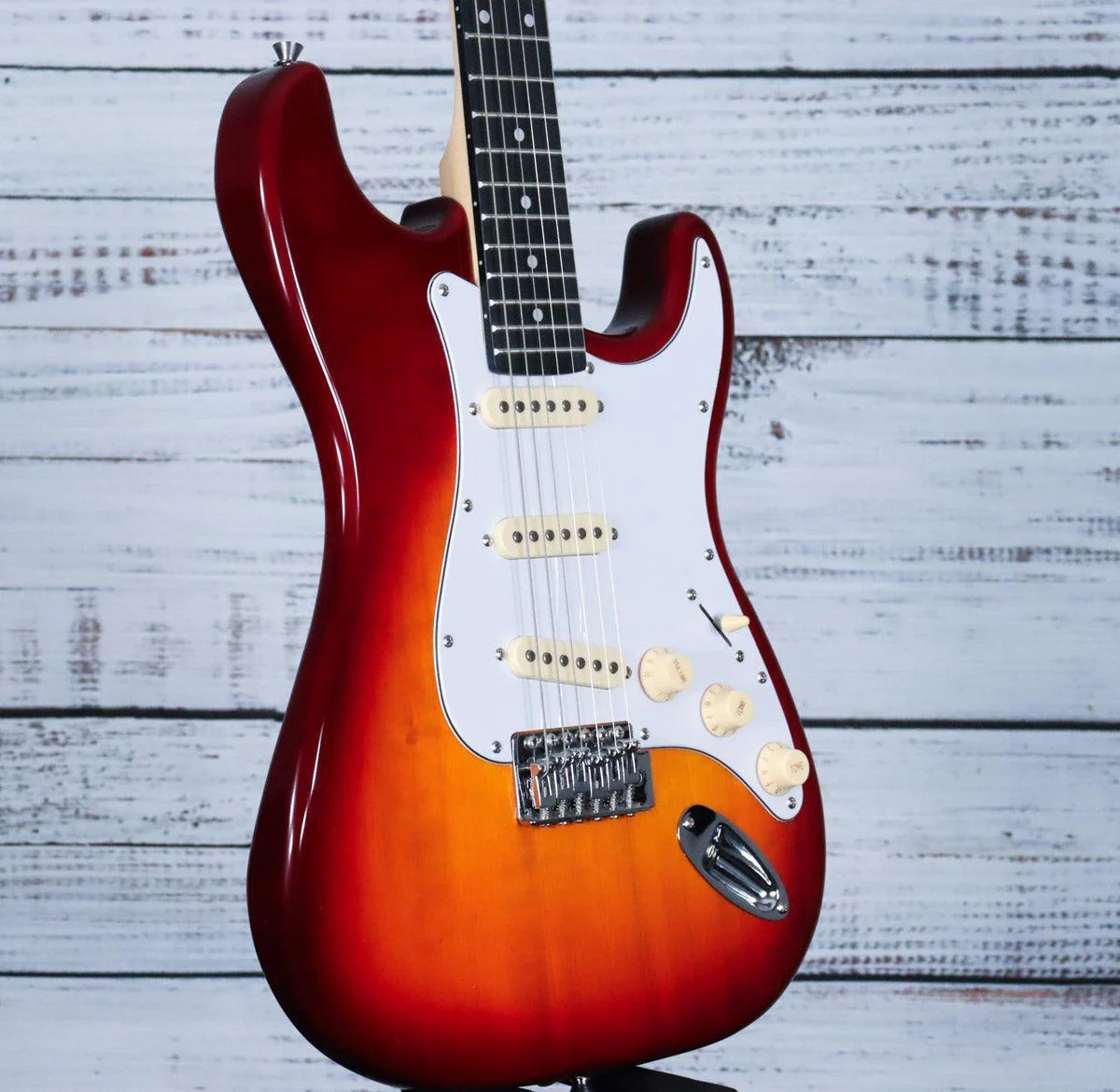 Amahi H-Series Double-CutSSS Electric Guitar w/Gig Bag | Classic Cherry Sunburst (BEGINNER) - Image 4