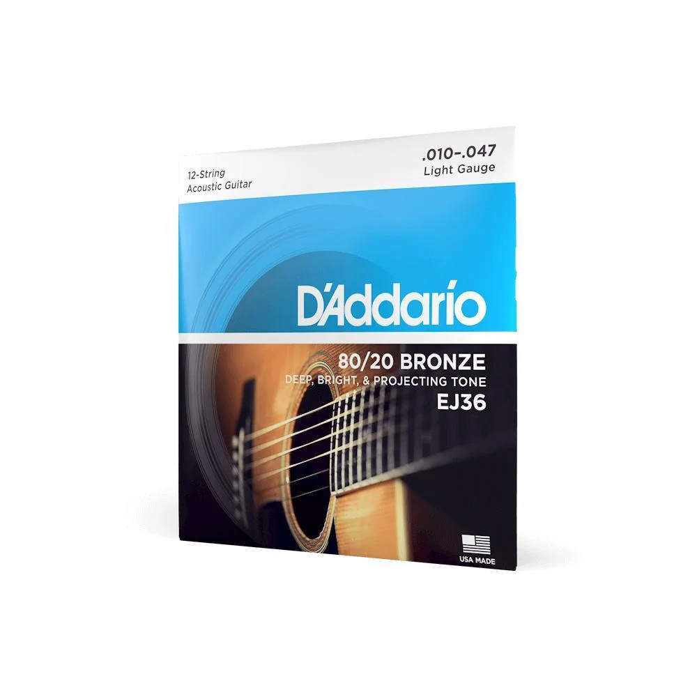 D'Addario 80/20 Bronze Acoustic Guitar Strings | 12-String | Light | 10-47