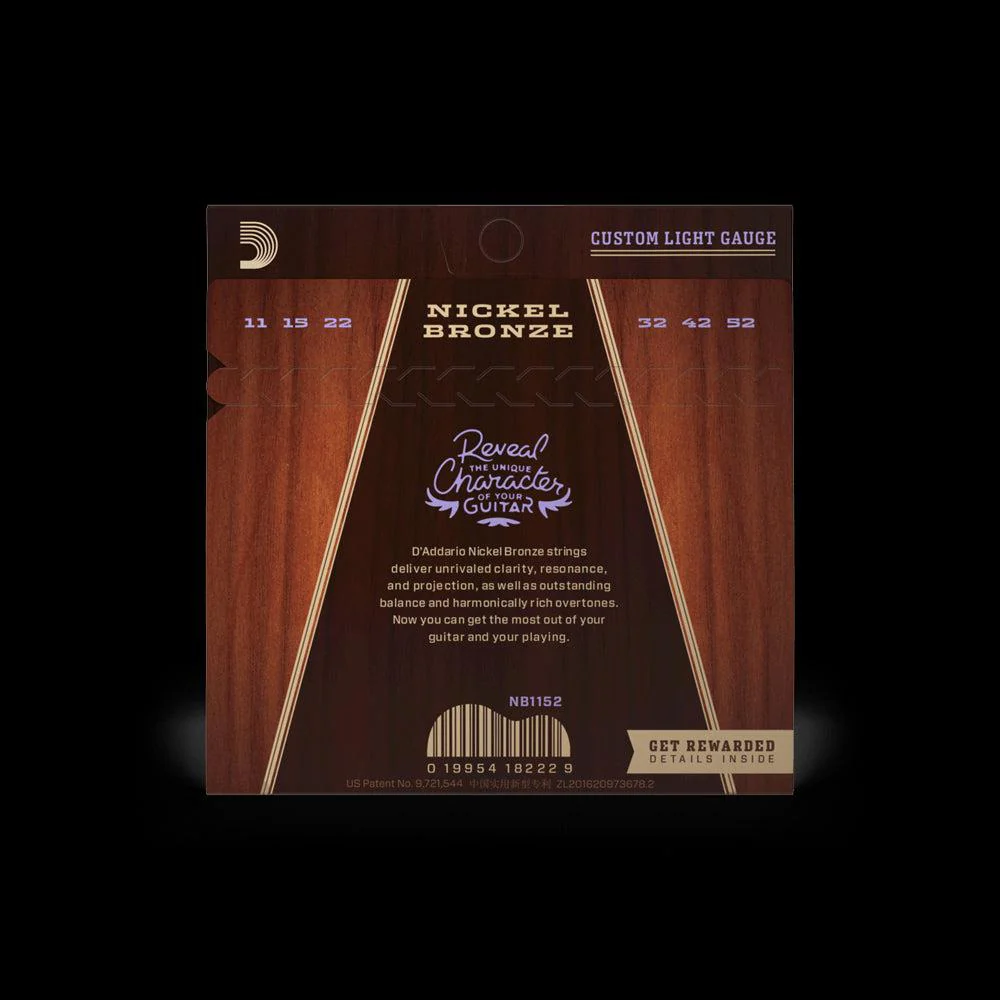 D'Addario Nickel Bronze Acoustic Guitar Strings | Custom Light | 11-52 - Image 2