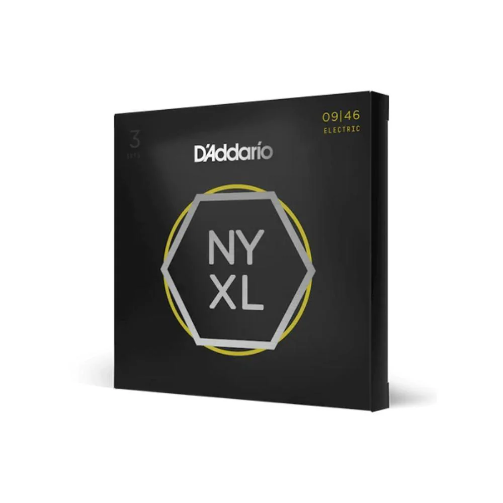 D'Addario NYXL Nickel-Wound Electric Guitar Strings | 9-46 (Super Light Top/Regular Bottom) | 3 Sets
