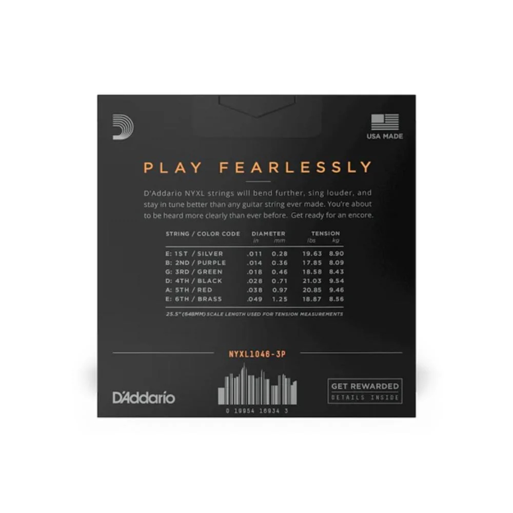 D'Addario NYXL Nickel-Wound Electric Guitar Strings | 9-46 (Super Light Top/Regular Bottom) | 3 Sets - Image 2