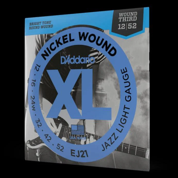 D'Addario XL Jazz Electric Guitar Strings | Wound Third | 12-52