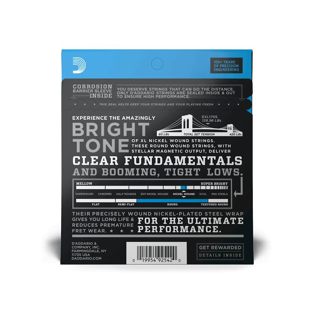 D'Addario XL Nickel Wound Bass Guitar Strings | Regular Light, Short Scale | 45-100 - Image 2