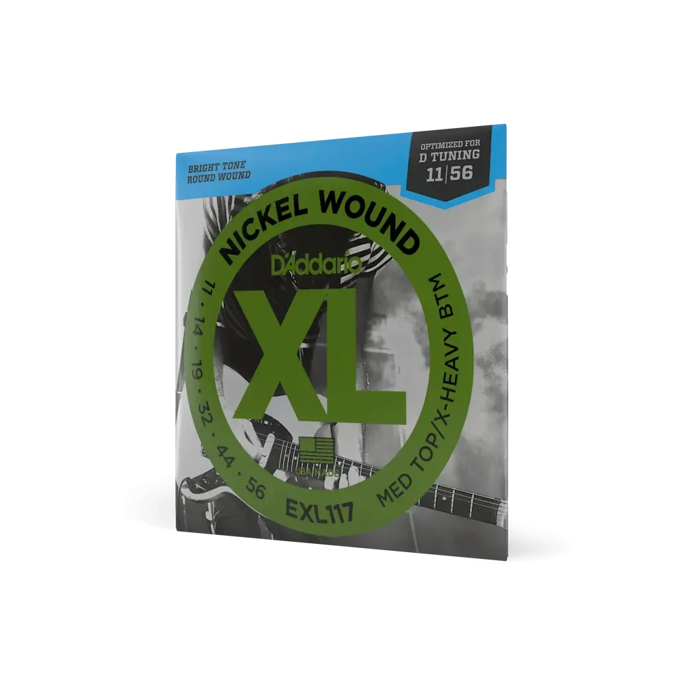D'Addario XL Nickel Wound Electric Guitar Strings | Med Top/X-Heavy Btm | 11-56