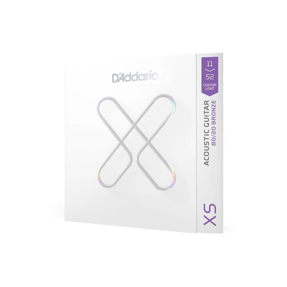 D'Addario XS Acoustic 80/20 Bronze Guitar Strings | 11-52 (Custom Light) | 3-Pack