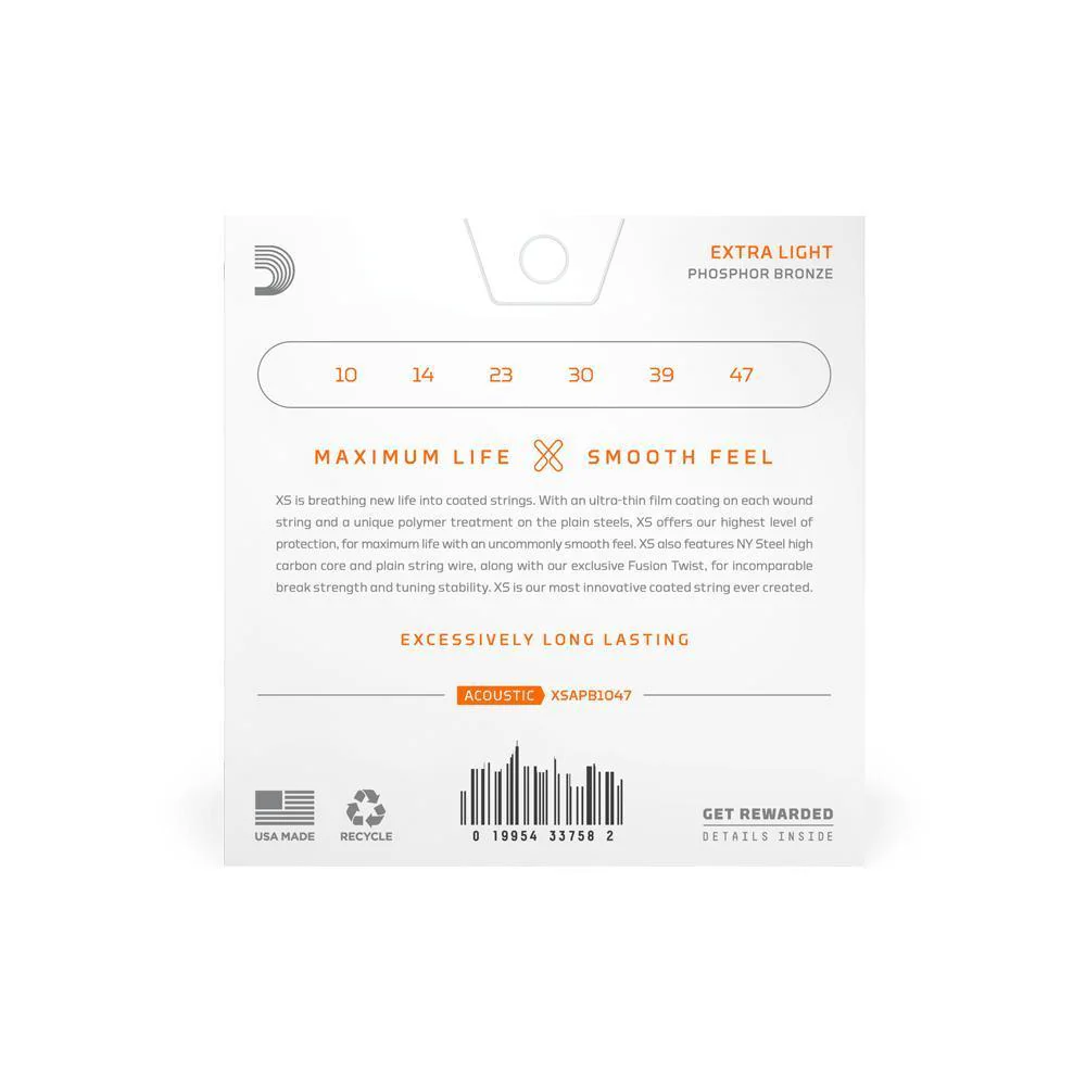 D'Addario XS Phophor Bronze Acoustic Guitar Strings | 10-47 - Image 2