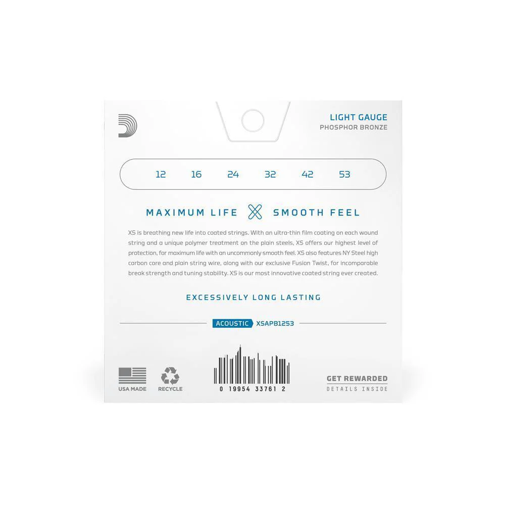 D'Addario XS Phophor Bronze Acoustic Guitar Strings | 12-53 - Image 2