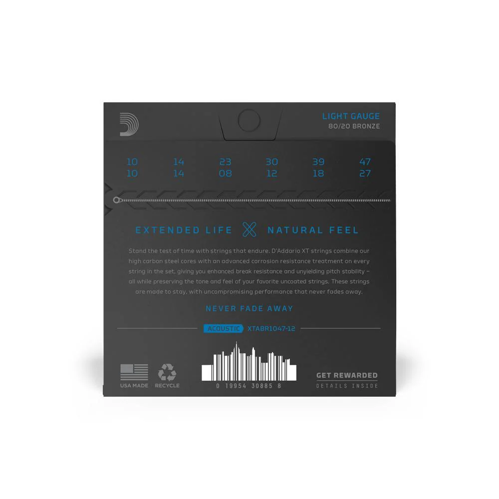 D'Addario XT Coated 80/20 Bronze 12-String Acoustic Guitar Strings | 10-47 (Light) - Image 2