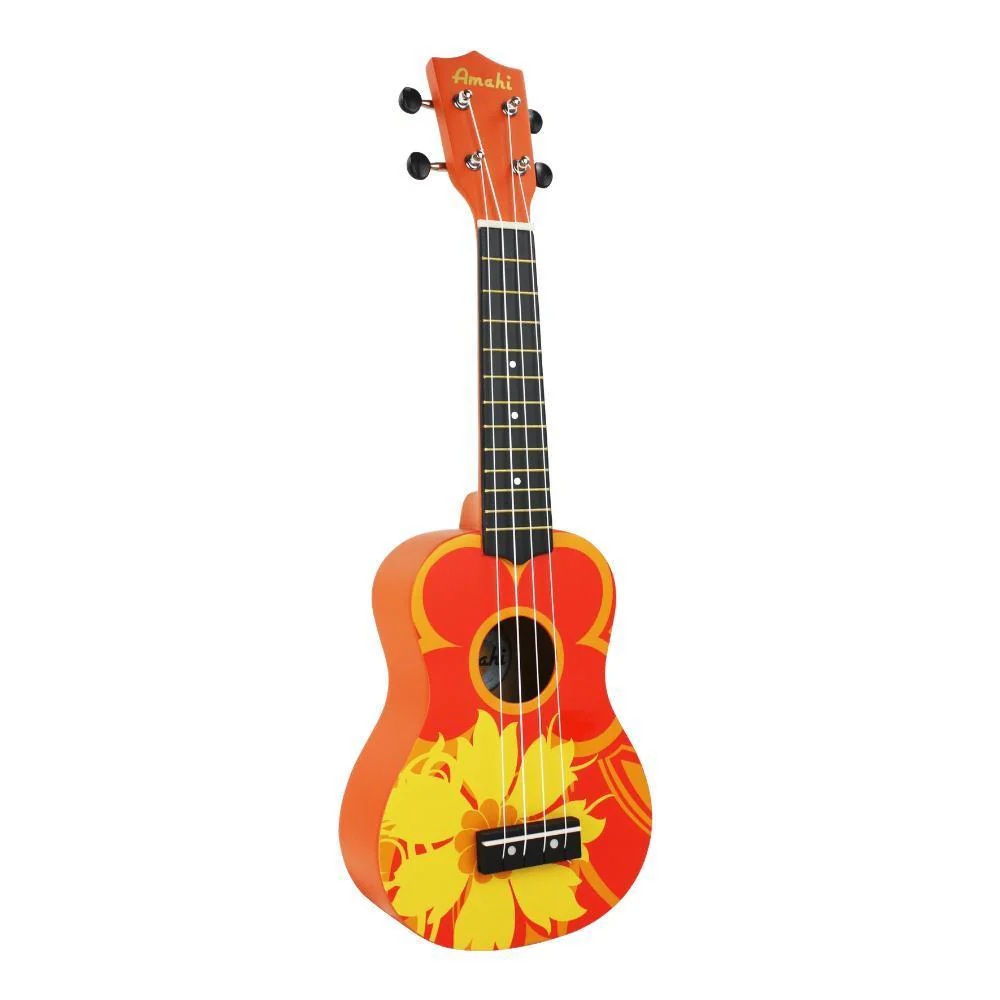 Amahi Soprano Ukulele w/Gig Bag | Orange Flower