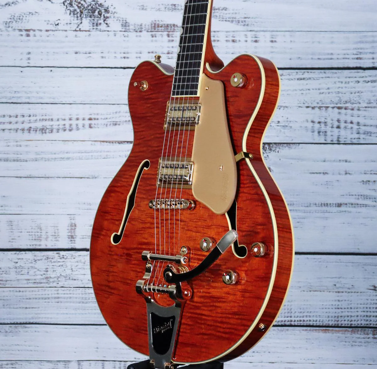 *DEMO* Gretsch Electromatic LTD Flame Okoume Broadkaster w/Bigsby | Roundup Orange - Image 5