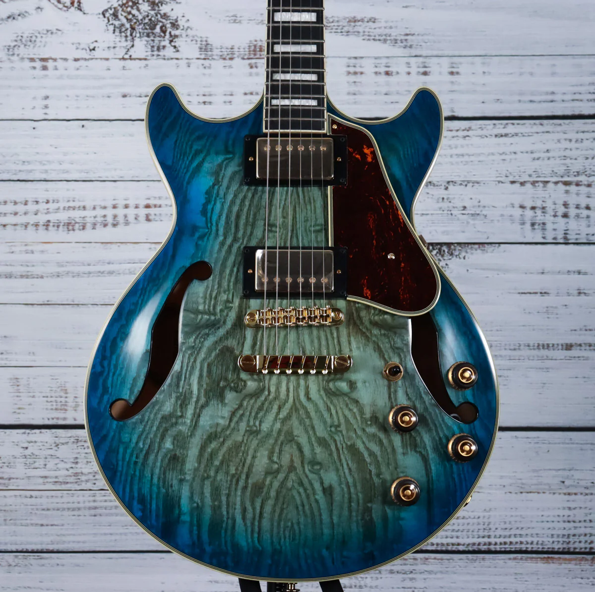 *DEMO* Ibanez AM93QA AM Artcore Expressionist 6str Guitar | Jet Blue Burst