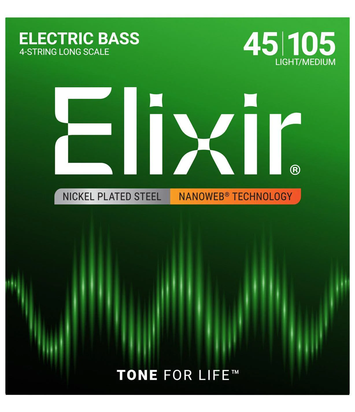 Elixir Nanoweb Nickel-Plated Steel Bass Strings | Long Scale | 45-10 (Light/Medium)
