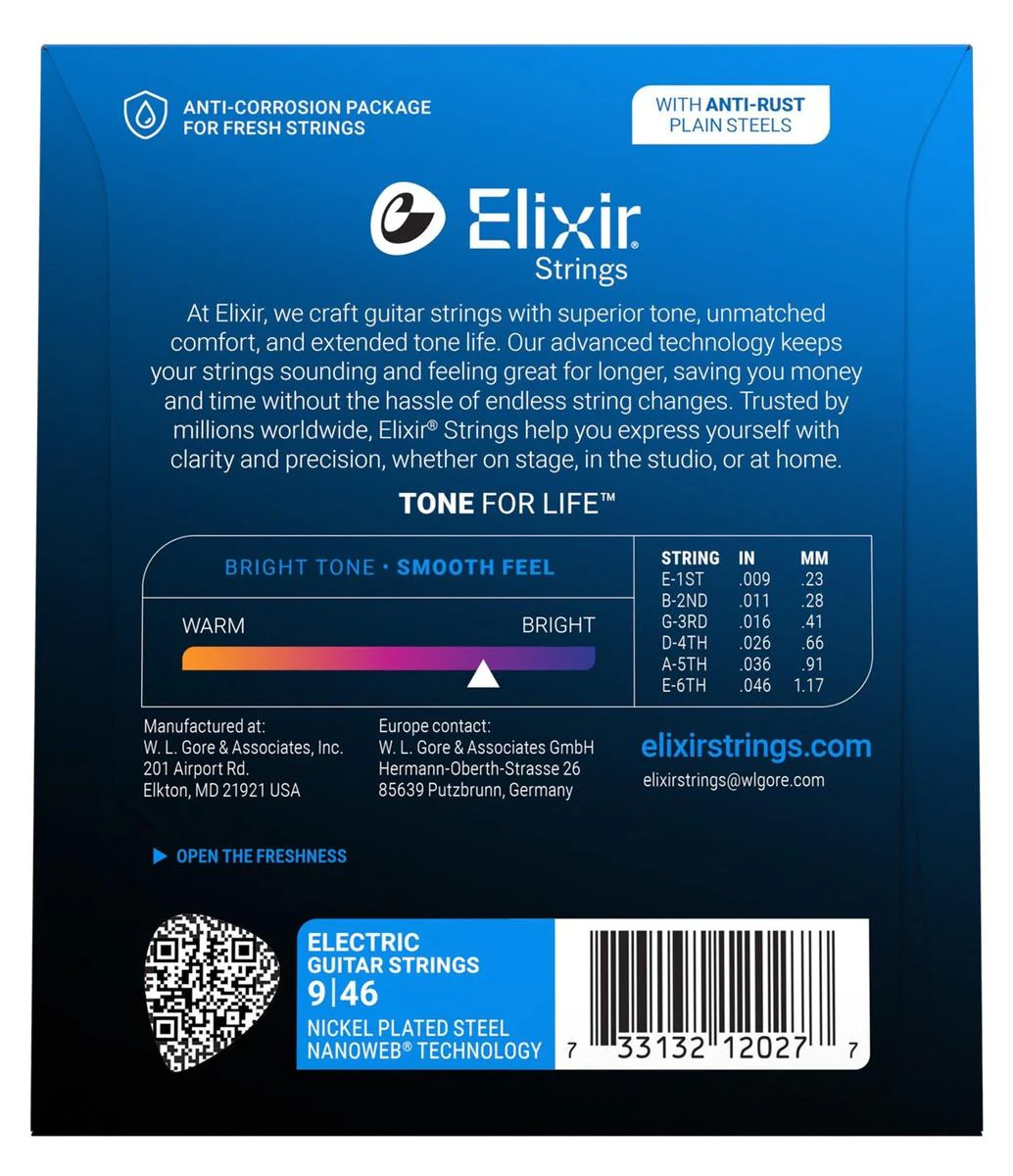 Elixir Nanoweb Nickel-Plated Steel Electric Guitar Strings | Custom Light | 9-46 - Image 2