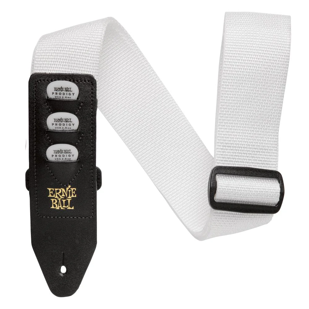 Ernie Ball Polypro Pickholder Guitar Strap/Bass Strap | White