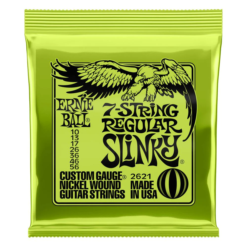 Ernie Ball Regular Slinky 7-String Electric Guitar Strings | Nickel Wound | .010-.056