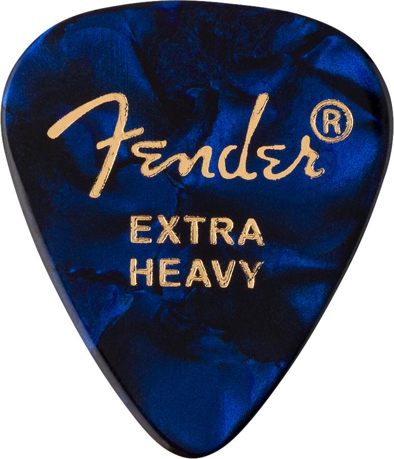 Fender Premium Celluloid 351 Shape Picks | Extra Heavy | Blue Moto | 12-Pack