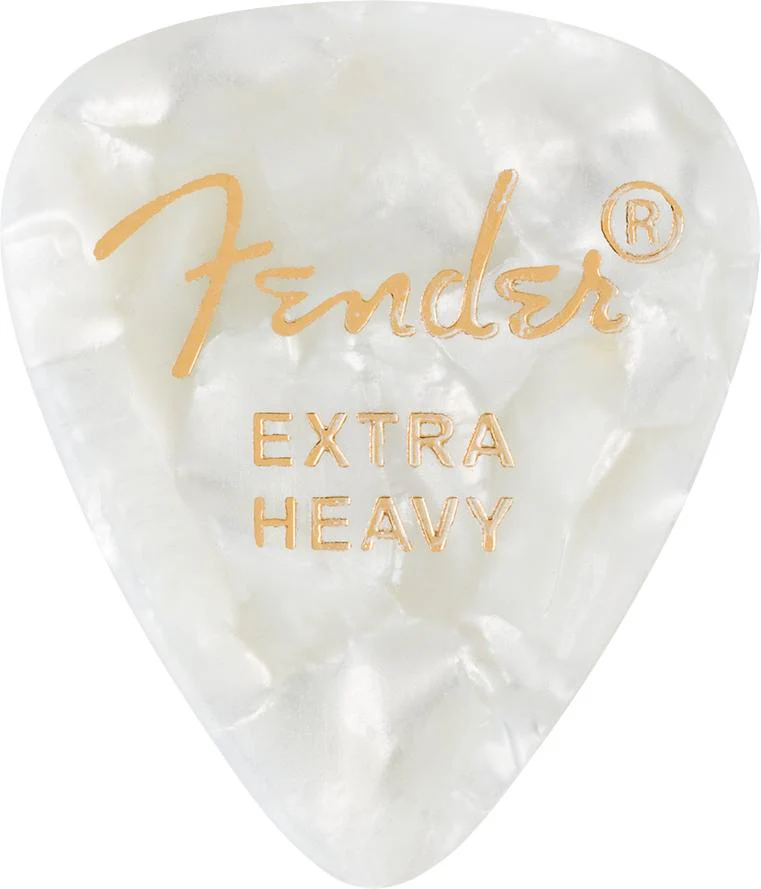 Fender Premium Celluloid 351 Shape Picks | Extra Heavy | White Moto | 12-Pack