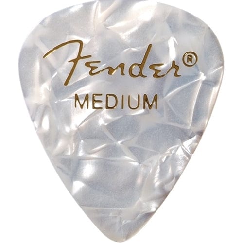 Fender Premium Celluloid 351 Shape Picks | Medium | White Moto | 12-Pack