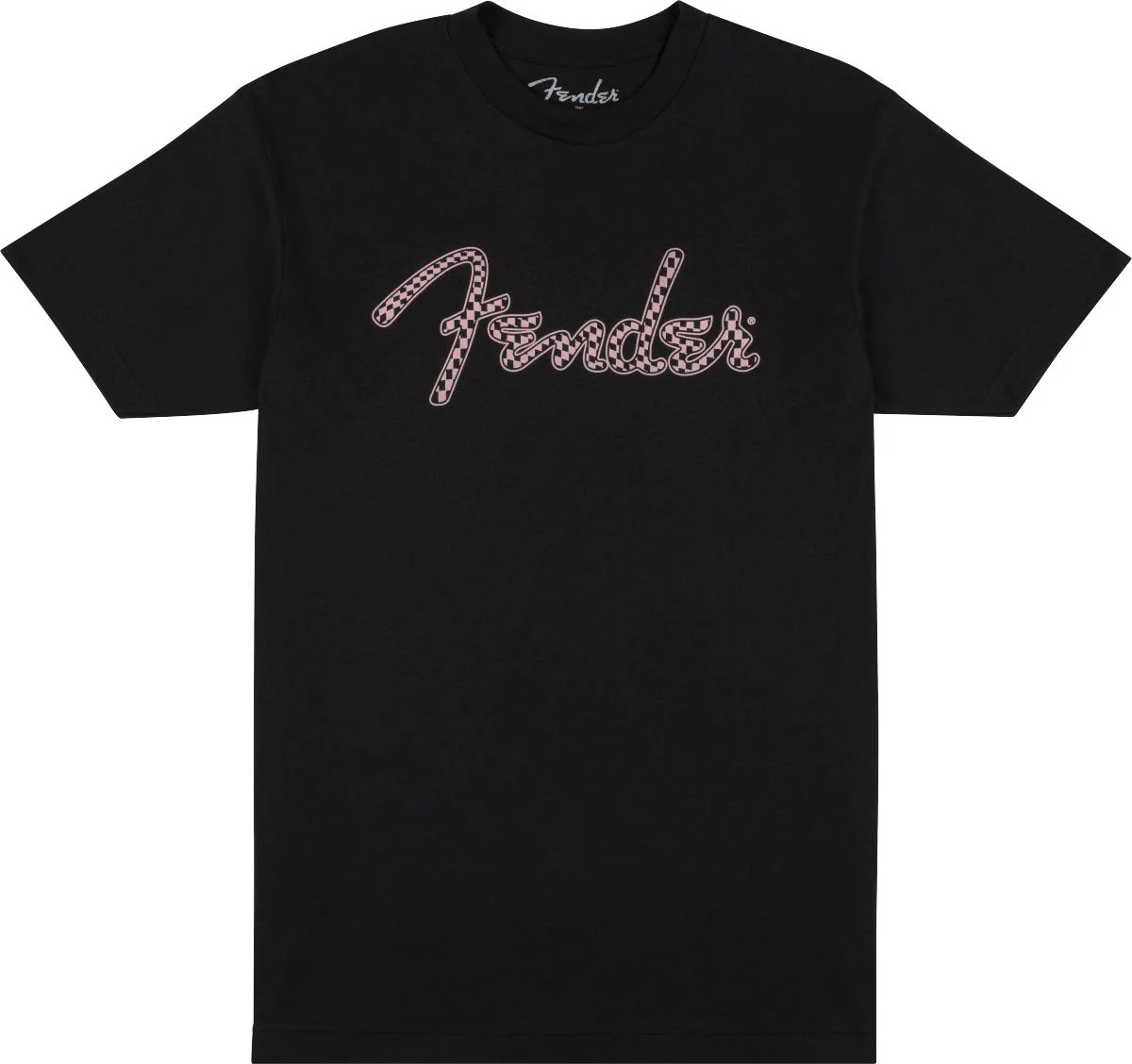 Fender Spaghetti Logo Wavy Checker Tee | Pink Checker | S