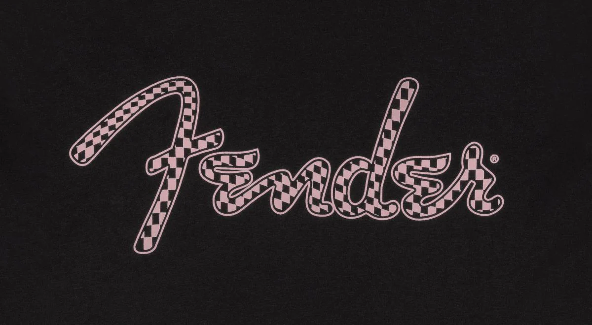 Fender Spaghetti Logo Wavy Checker Tee | Pink Checker | S - Image 2