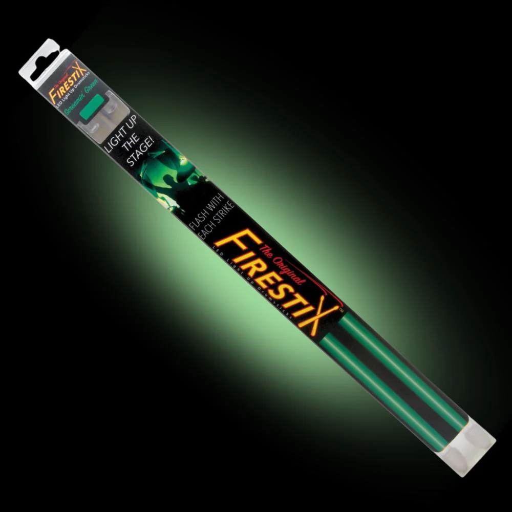 Grover Trophy FIRESTIX Light Up Drumsticks | Green (Great gift idea!)