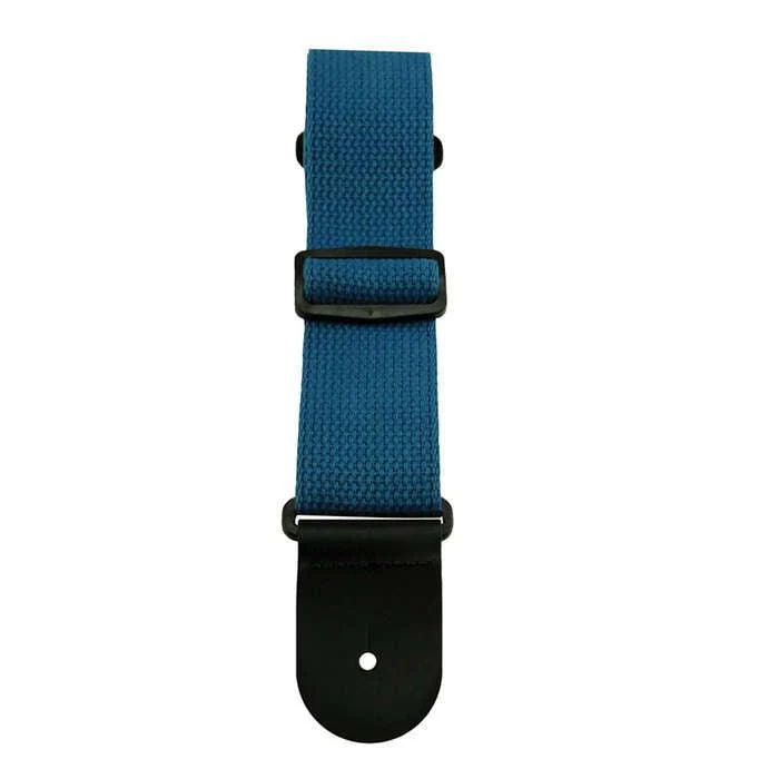 Henry Heller Woven Cotton Guitar Strap w/Leather Ends | Blue (2")