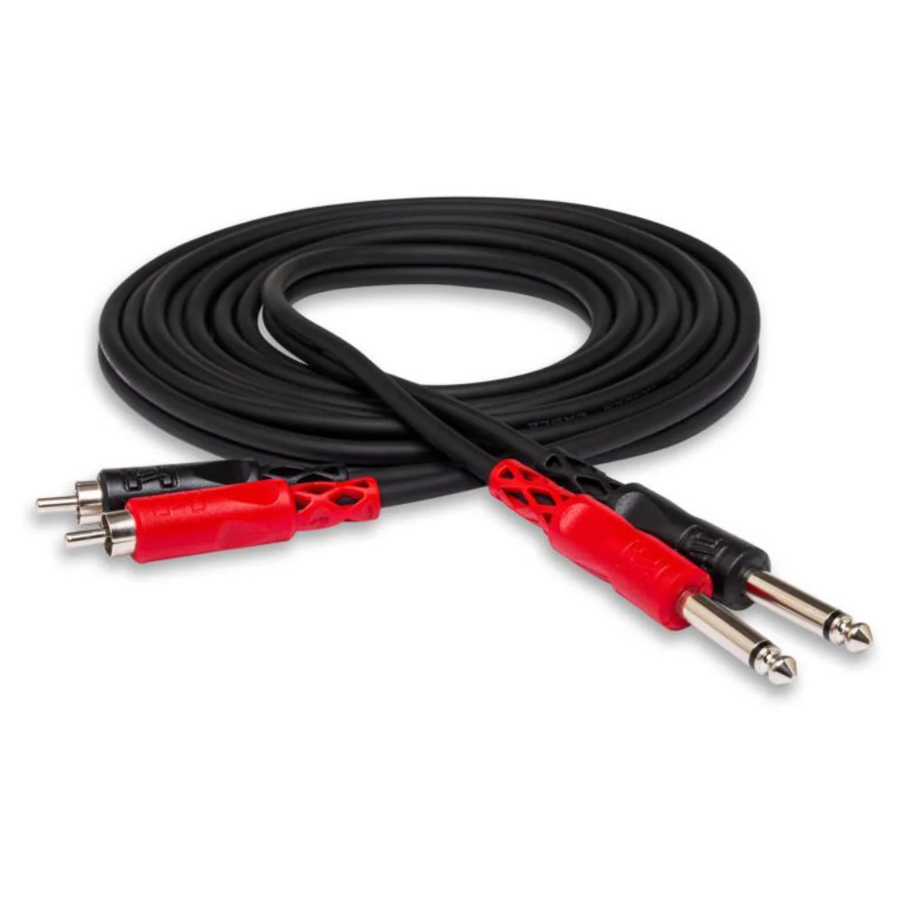 Hosa Stereo Interconnect Cable | Dual 1/4" TS (Male) to Dual RCA (Male) | 6m (19.6ft)
