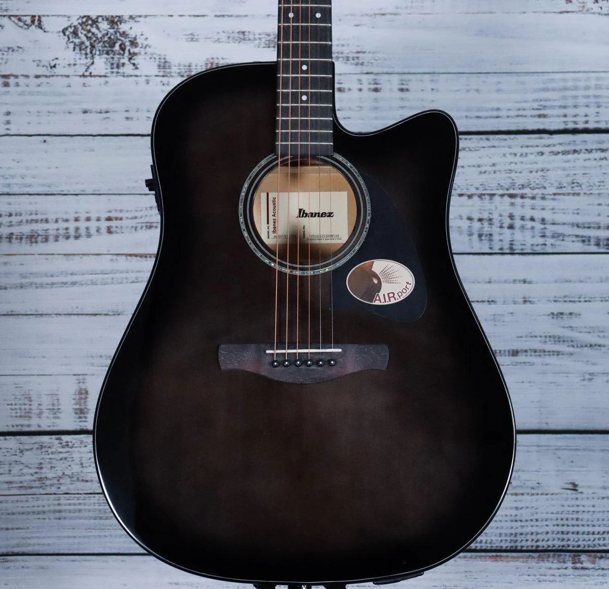 Ibanez AAD77CE Acoustic Guitar | Transparent Black Sunburst High Gloss