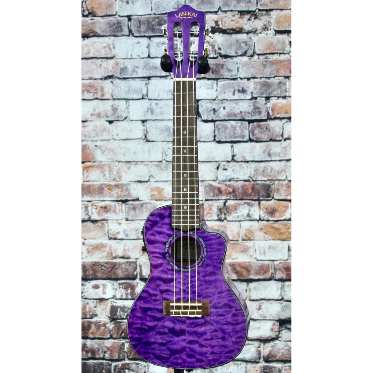 Lanikai Acoustic/Electric Tenor Ukulele | Quilted Maple Purple Stain - Image 2