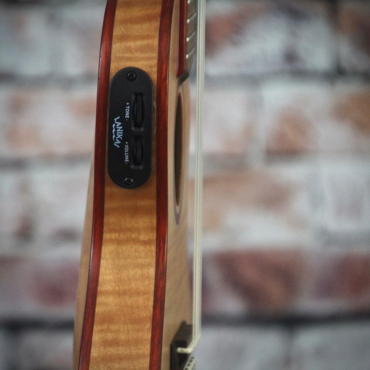 Lanikai Acoustic-Electric Thin Body Concert Ukulele | Flame Maple - Image 4