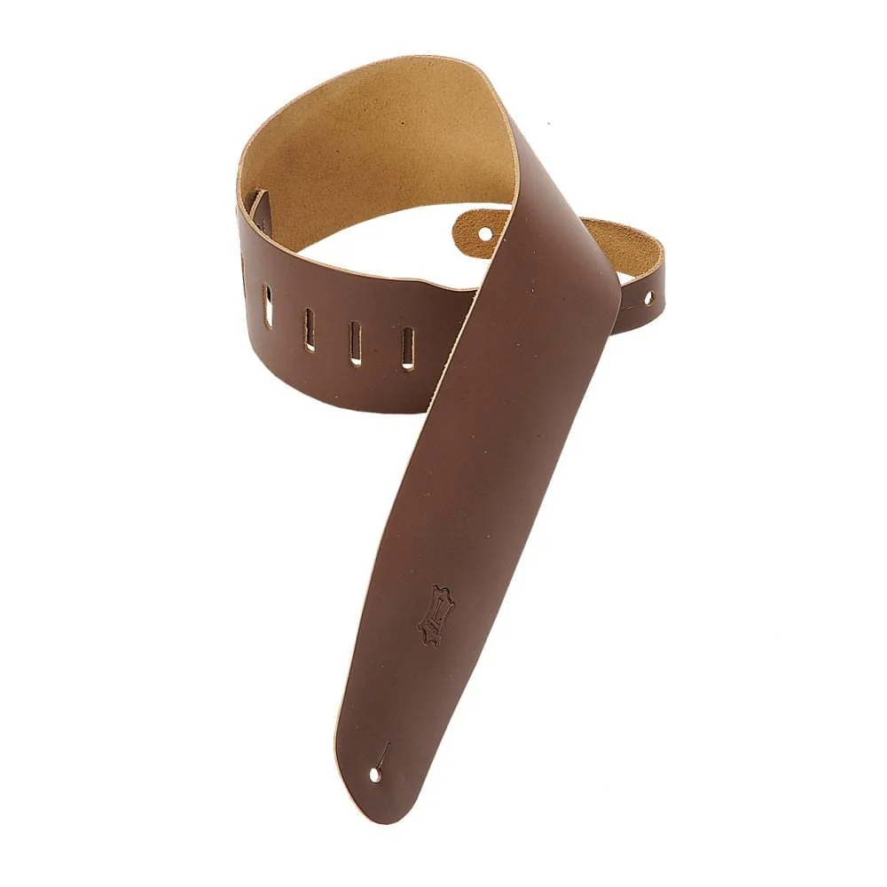 Levys Chrome-tan Leather Bass Guitar Strap | Brown (3.5" Wide)