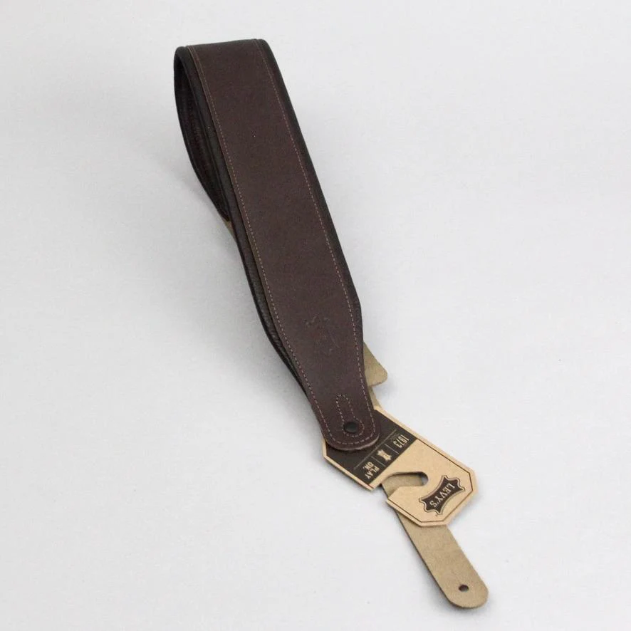 Levy's Top Grain Leather Guitar Strap | Dark Brown (3" Wide) - Image 2