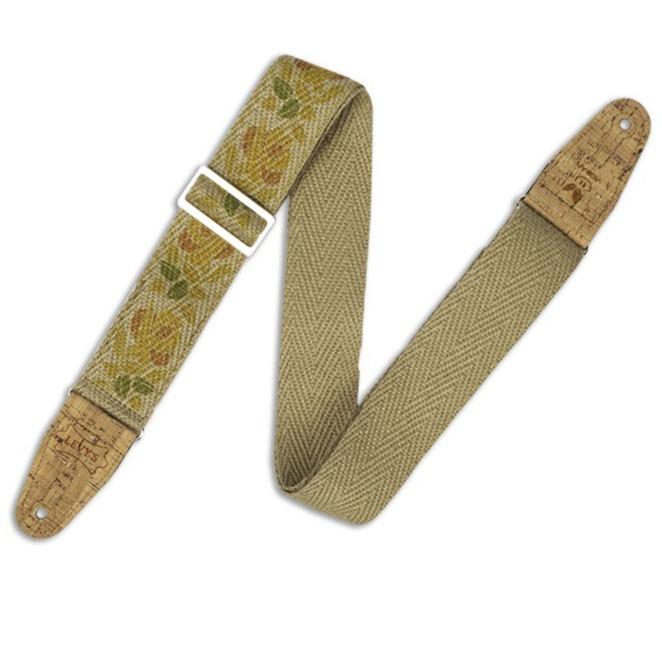Levy's Hemp Guitar Strap | Yellow & Orange Rose (2")