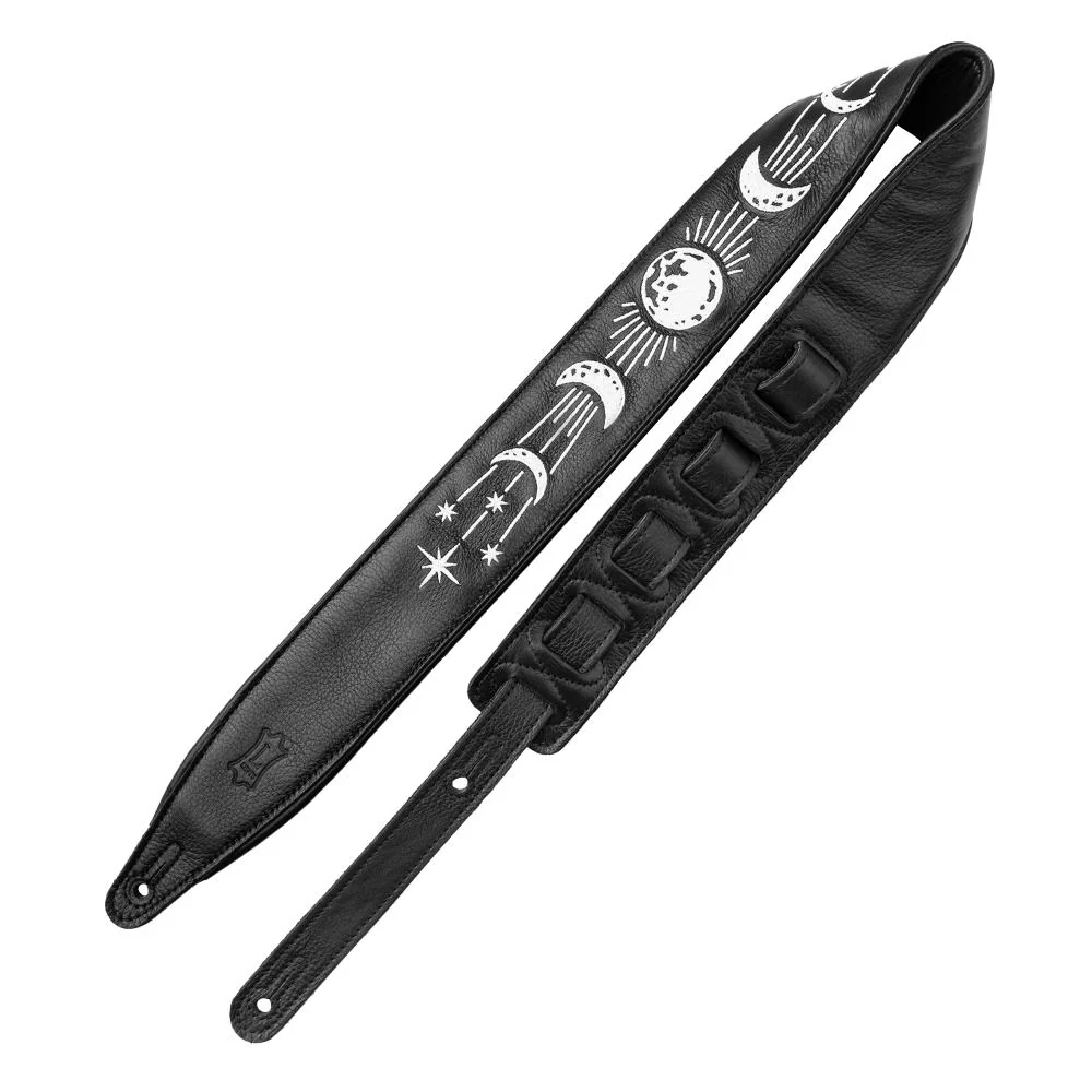 Levys MG317NL-002 Night Life Series Black Leather Strap | Moon and Stars
