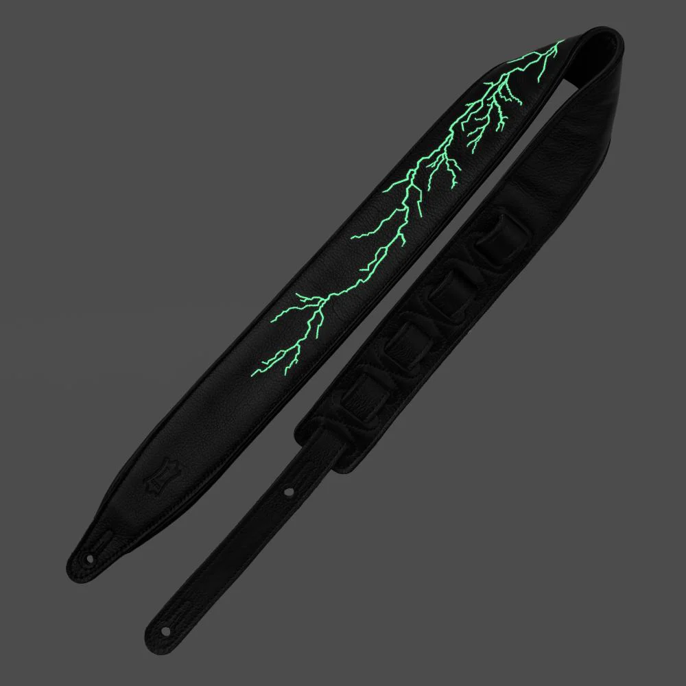 Levys MG317NL-003 Night Life Series Black Leather Strap | Lighting Bolt - Image 2