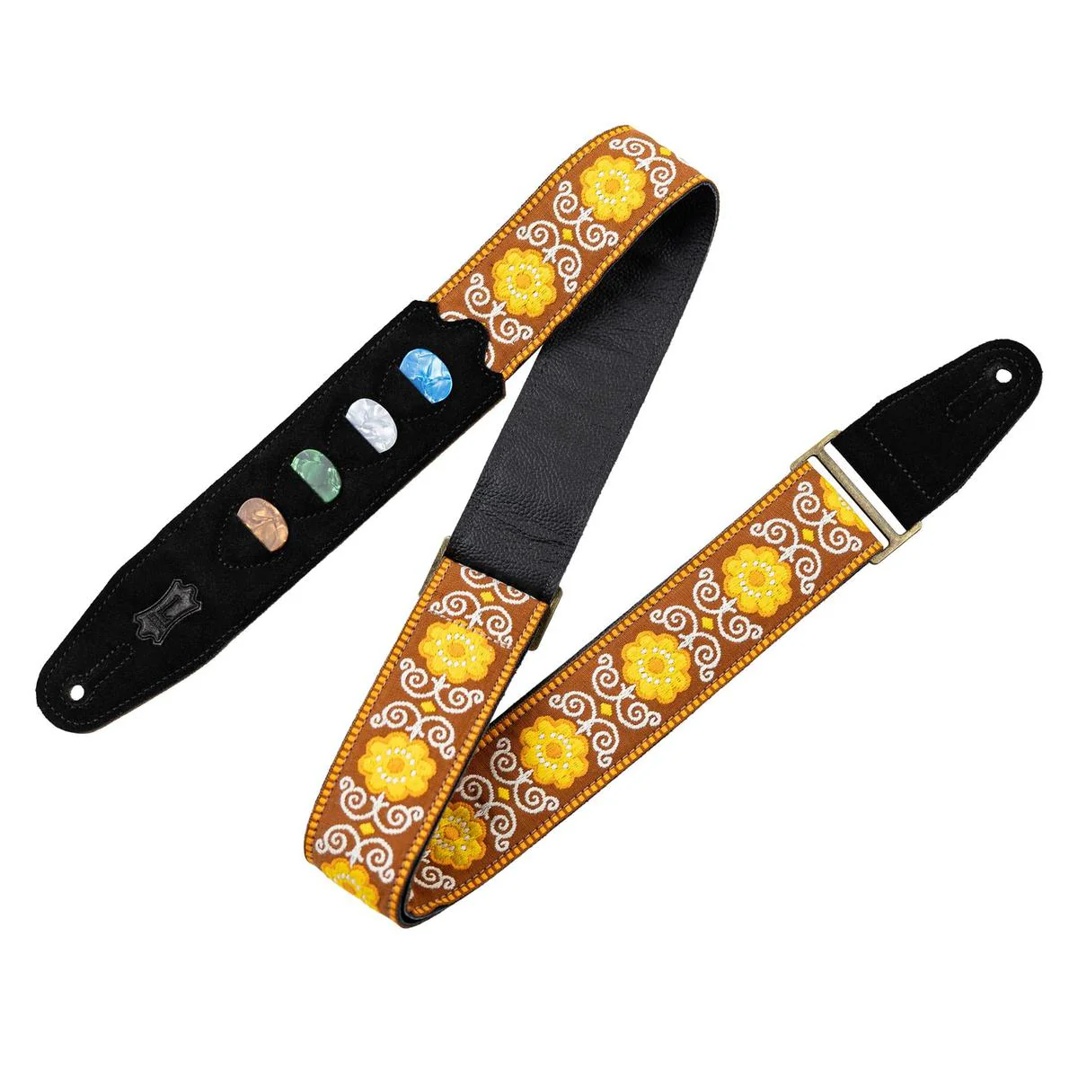 Levys Original Hootenanny Series Guitar Strap | Yellow w/Pick Holder