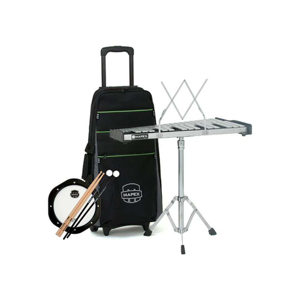 Mapex All-In-One Student Bell Kit | Includes Rolling Backpack, Glockenspiel, Practice Pad, Stand, & Sticks (IN-STOCK)