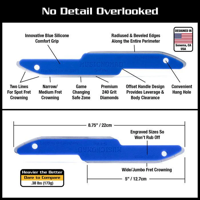 Music Nomad Diamond Coated Safe Zone Fret Crowning File (S-File) - Image 2