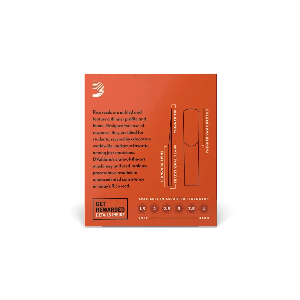 Rico Bb Clarinet Reeds | 3.5 | 10-Pack - Image 2
