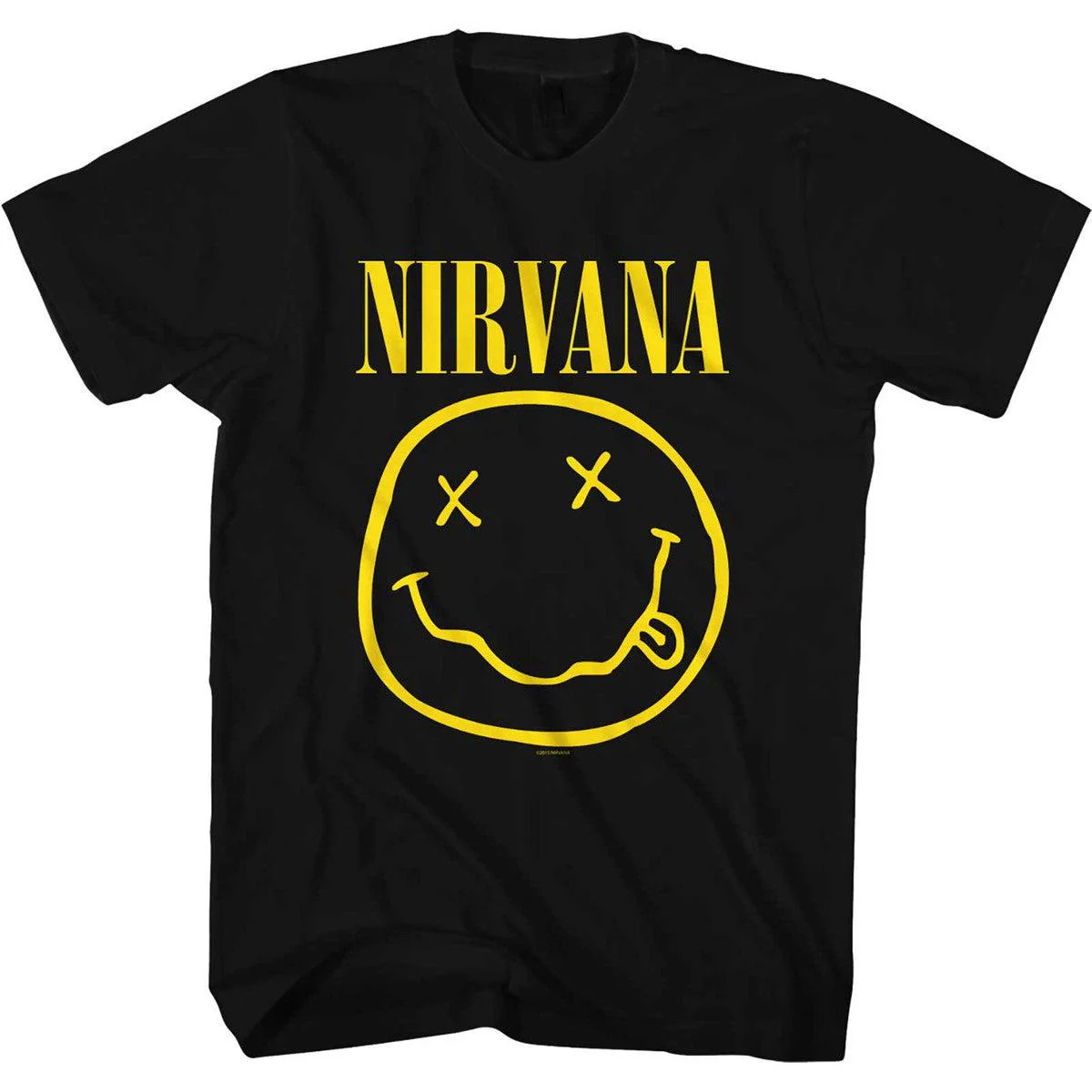 Rock Off Nirvana Unisex T-Shirt | Yellow Happy Face | Medium
