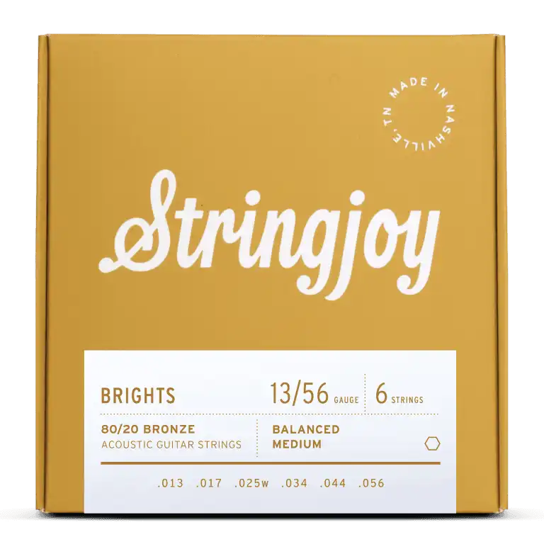 Stringjoy Brights 80/20 Bronze Acoustic Guitar Strings | 13-56 (Balanced Medium)