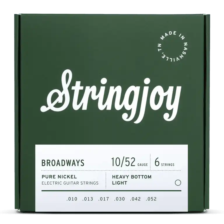Stringjoy Broadways Pure Nickel Electric Guitar Strings | 10-52 (Heavy Bottom Light)