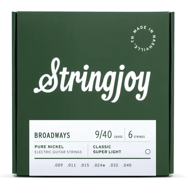 Stringjoy Broadways Pure Nickel Electric Guitar Strings | 9-40 (Classic Super Light)