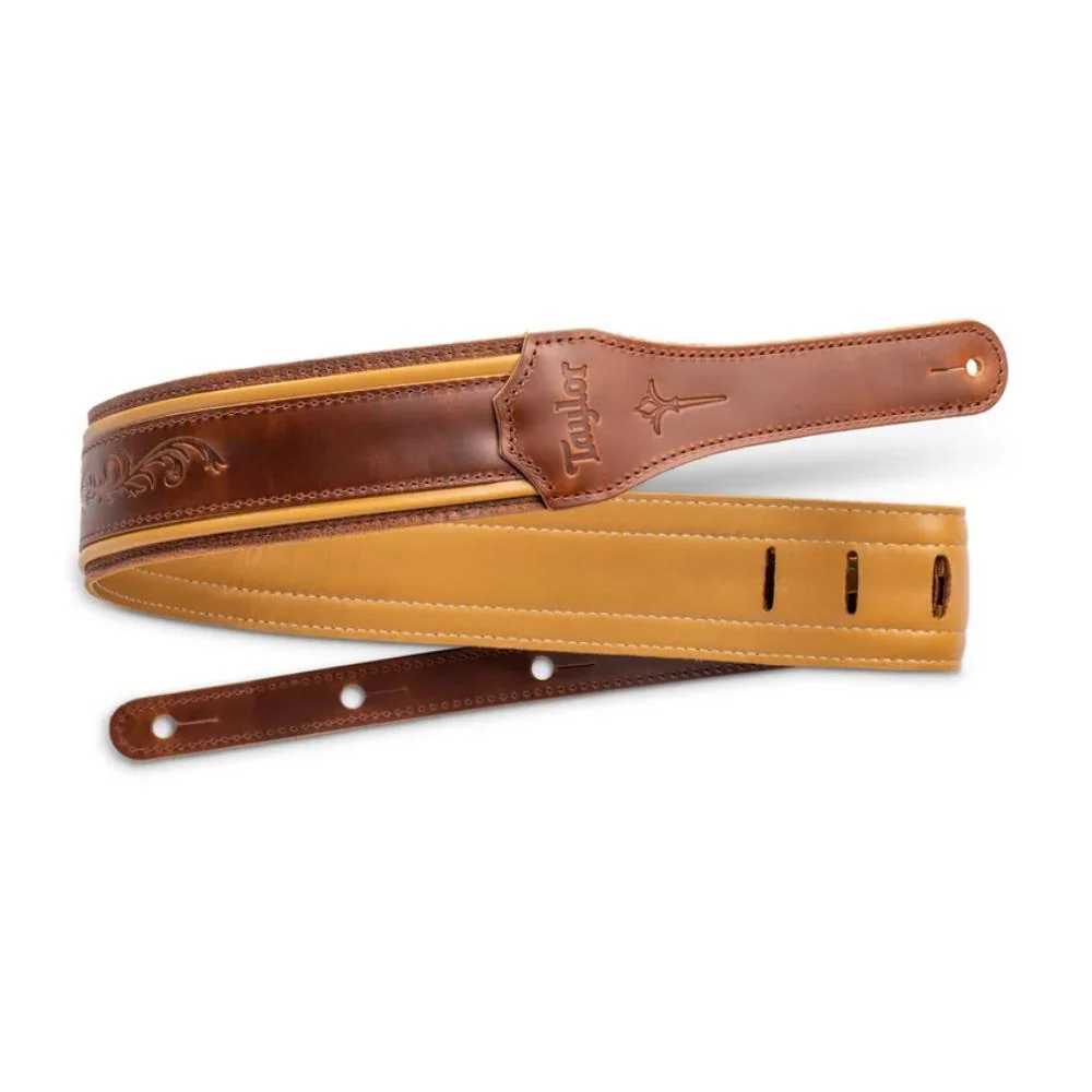 Taylor Nouveau Distressed Leather Guitar Strap | 2.5" | Brown & Butterscotch