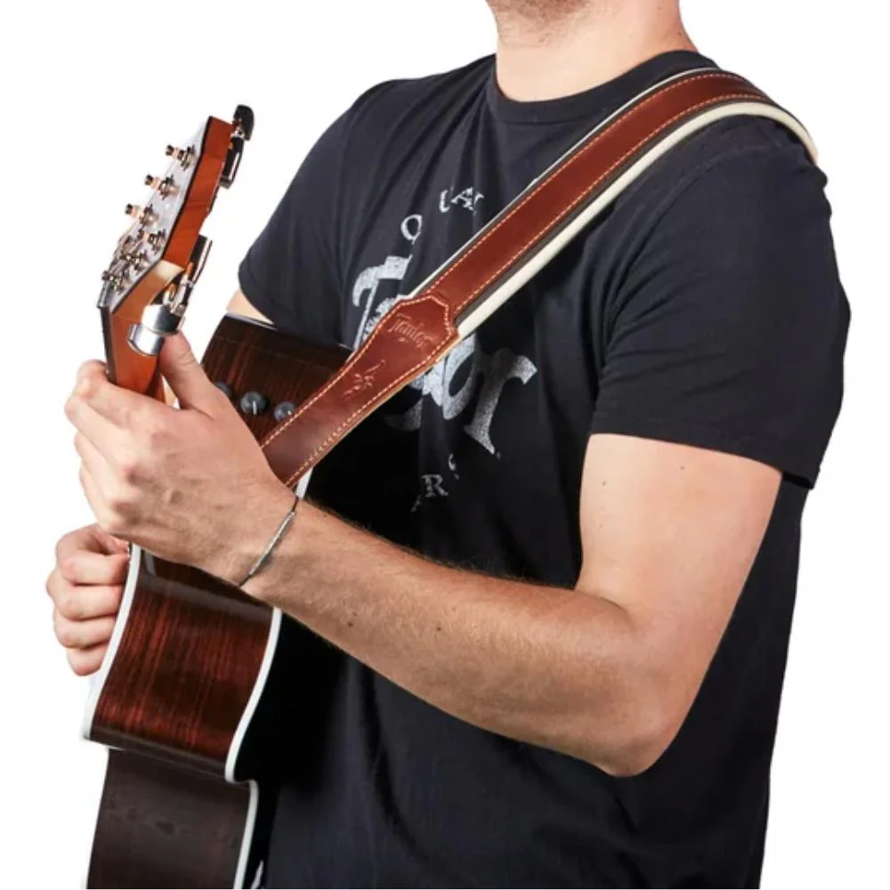 Taylor Renaissance Leather Guitar Strap | 2.5" | Medium Brown - Image 2